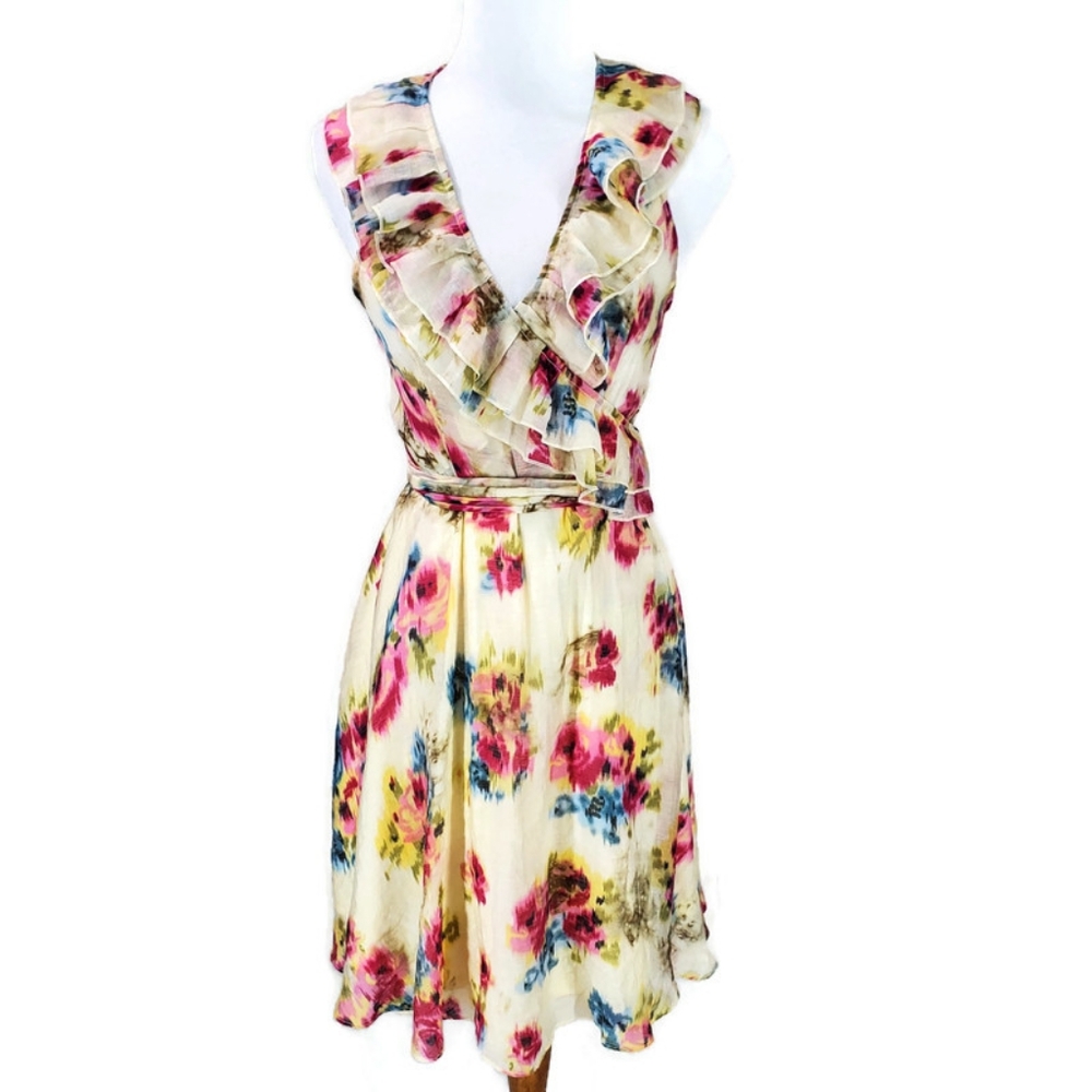 ARK & Co. 60% Silk Floral Feminine Real Wrap Dress in Small